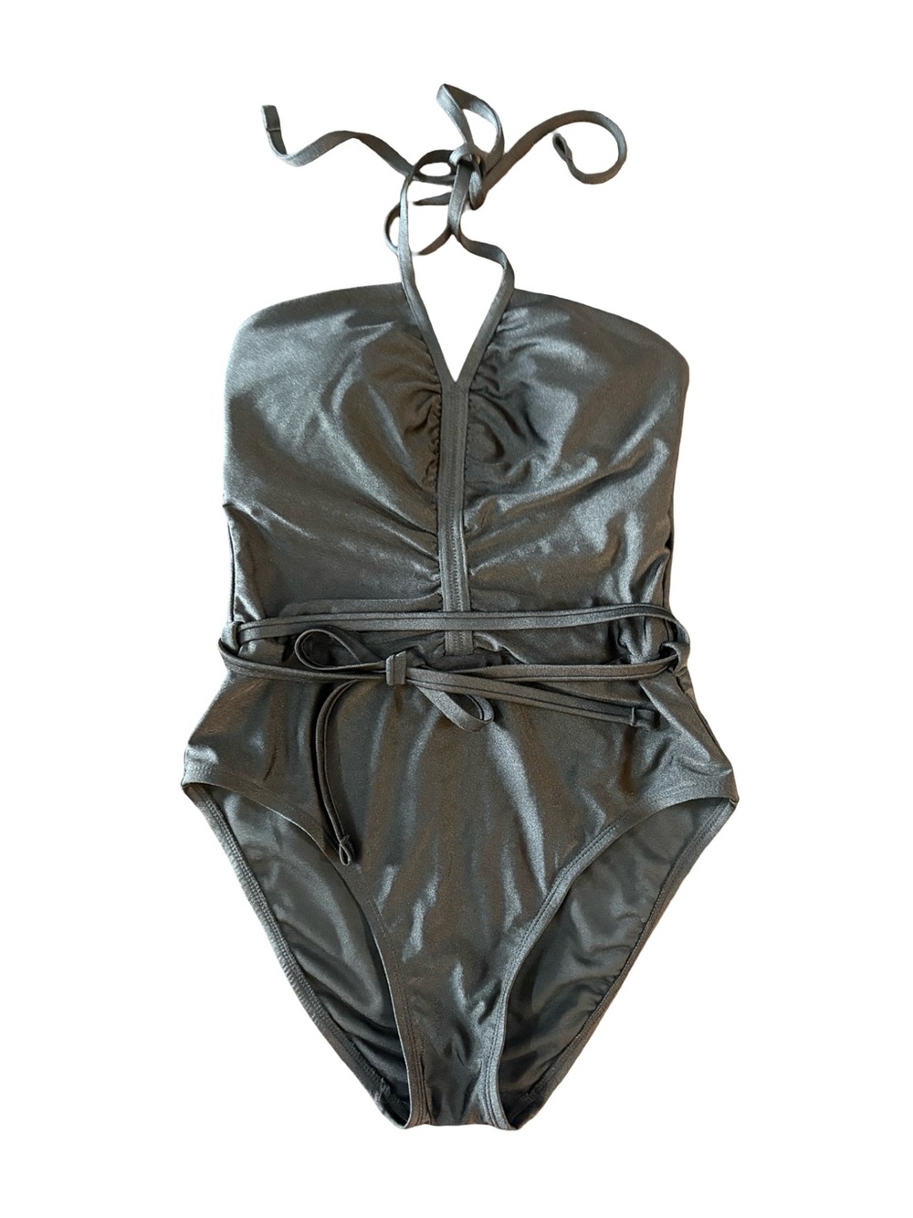 FRESHWATER Tie Halter One-Piece Swimsuit with Waist Tie Size S